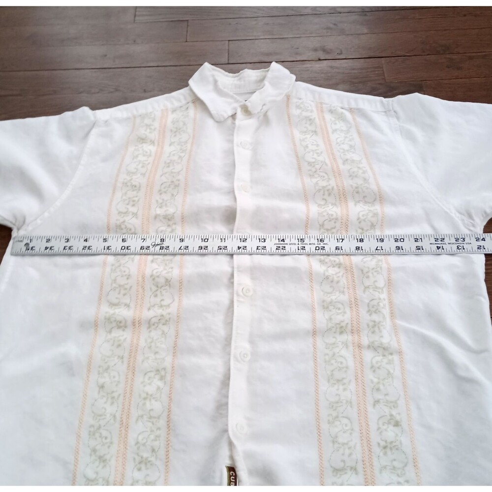 Cubavera Shirt Mens Large White Guayabera Button Down Short Sleeve Outdoor Camp - Picture 4 of 11